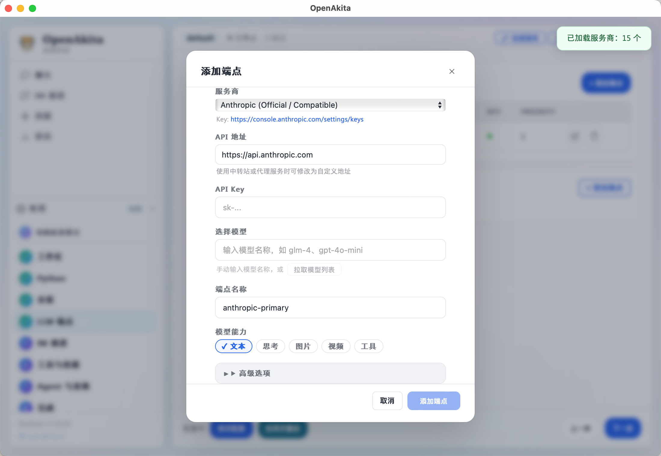 端点配置对话框完整展开